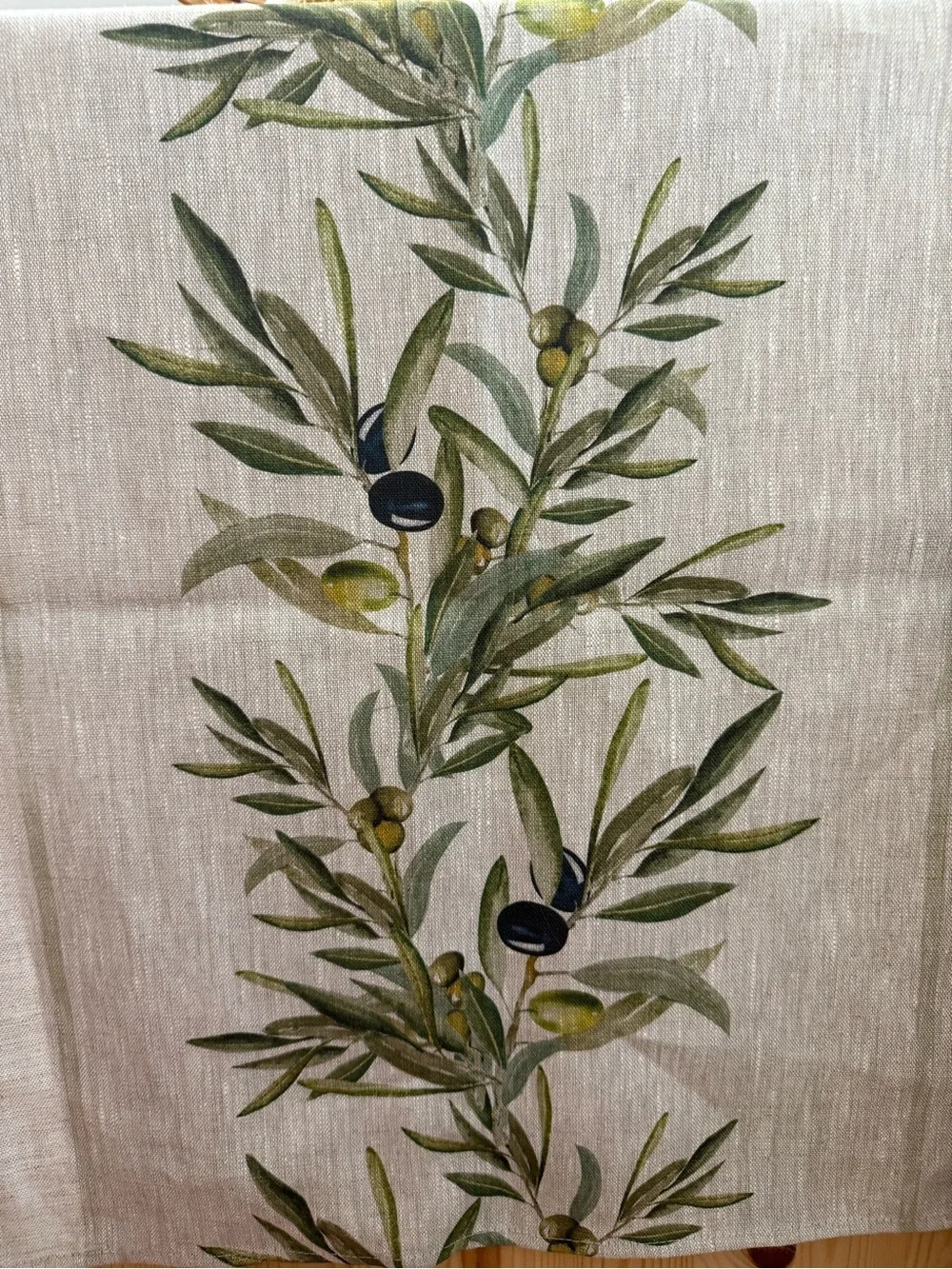Art on Linen 18” x 90” Handmade in Lithuania Olive BranchTable Runner NWT